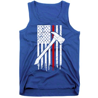Firefighter Thin Red Line American Flag Gift Tank Top
