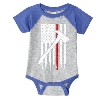 Firefighter Thin Red Line American Flag Gift Infant Baby Jersey Bodysuit