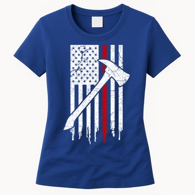 Firefighter Thin Red Line American Flag Gift Womens T-Shirt