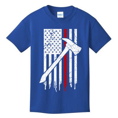 Firefighter Thin Red Line American Flag Gift Kids T-Shirt