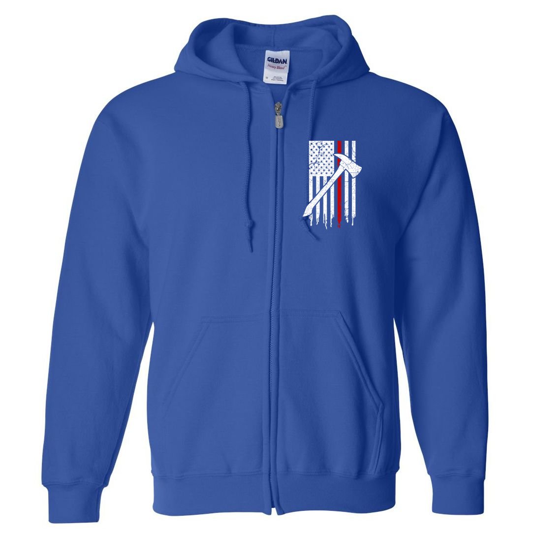Firefighter Thin Red Line American Flag Gift Full Zip Hoodie