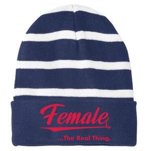 Female The Real Thing Striped Beanie with Solid Band