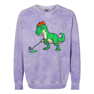 Funny T Rex Dinosaur Golf Giftss for Golfer Colorblast Crewneck Sweatshirt