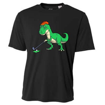 Funny T Rex Dinosaur Golf Giftss for Golfer Cooling Performance Crew T-Shirt