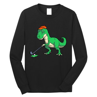 Funny T Rex Dinosaur Golf Giftss for Golfer Long Sleeve Shirt