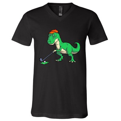 Funny T Rex Dinosaur Golf Giftss for Golfer V-Neck T-Shirt