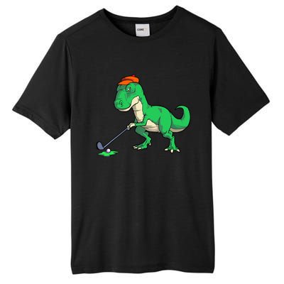 Funny T Rex Dinosaur Golf Giftss for Golfer Tall Fusion ChromaSoft Performance T-Shirt