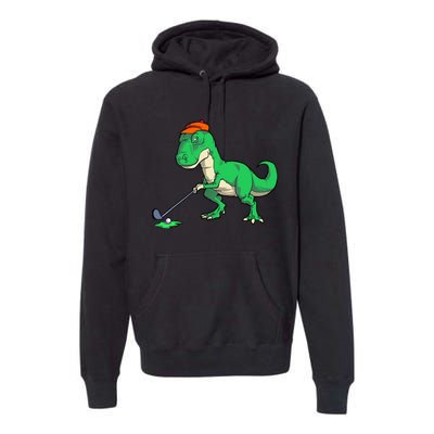 Funny T Rex Dinosaur Golf Giftss for Golfer Premium Hoodie