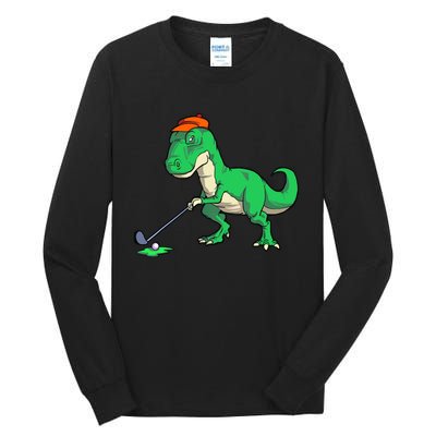 Funny T Rex Dinosaur Golf Giftss for Golfer Tall Long Sleeve T-Shirt