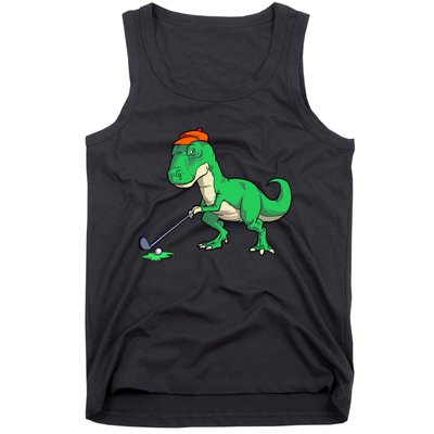 Funny T Rex Dinosaur Golf Giftss for Golfer Tank Top