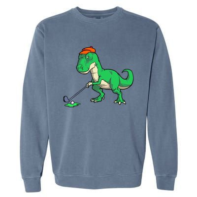 Funny T Rex Dinosaur Golf Giftss for Golfer Garment-Dyed Sweatshirt