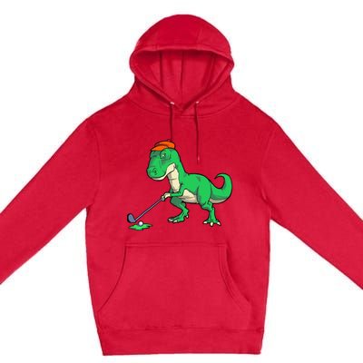 Funny T Rex Dinosaur Golf Giftss for Golfer Premium Pullover Hoodie