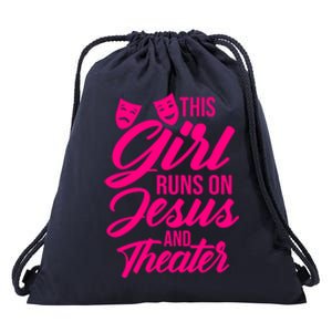 Funny This Runs On Jesus And Theater Actress Gift Drawstring Bag