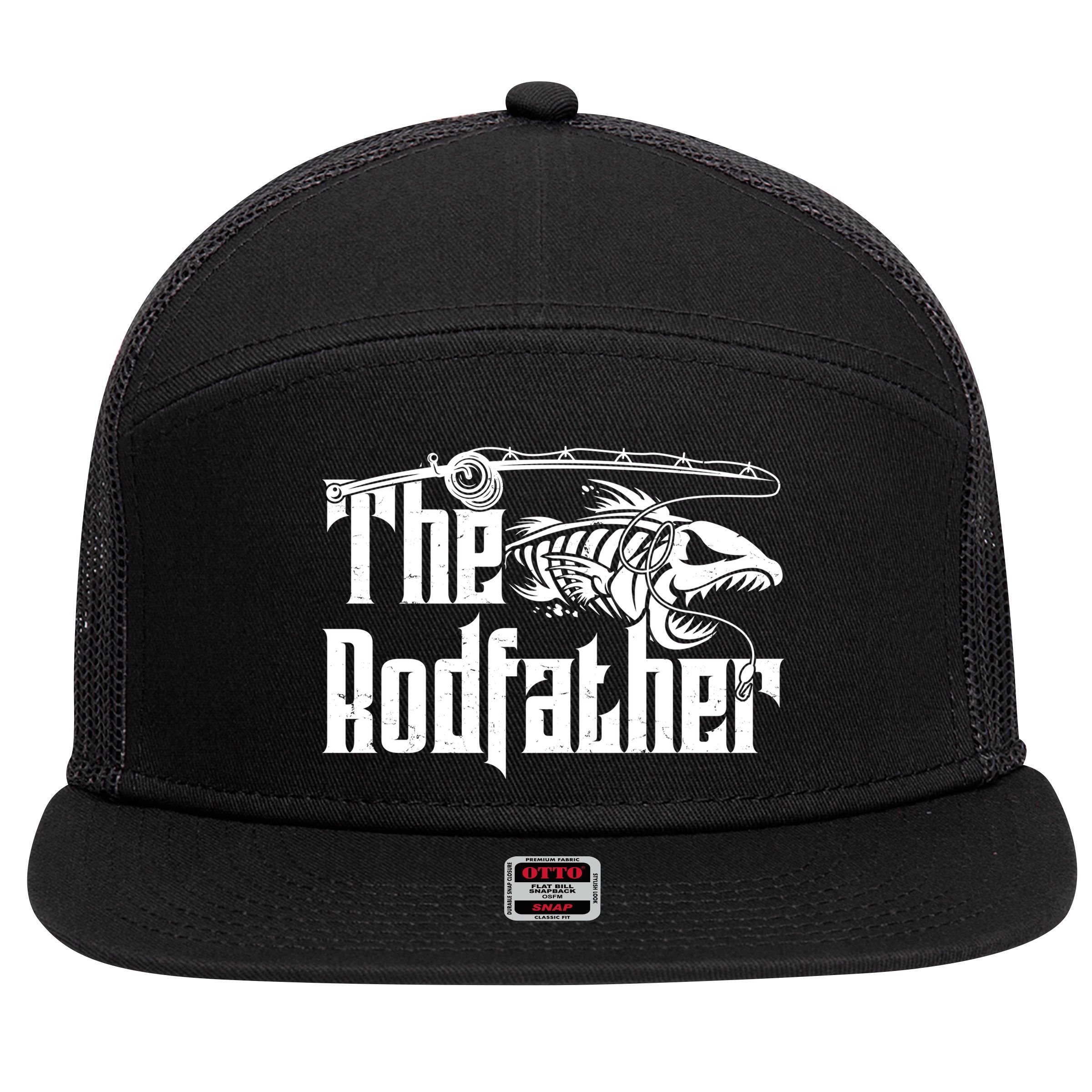 Funny The Rodfather FIshing 7 Panel Mesh Trucker Snapback Hat