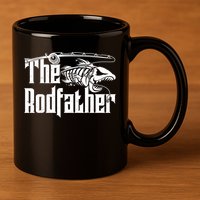 Funny The Rodfather FIshing 11oz C Handle Ceramic Mug