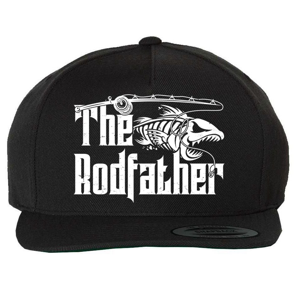 Funny The Rodfather FIshing Wool Snapback Cap