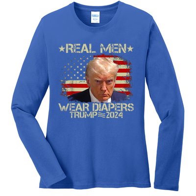 Funny Trump Real M.E.N Wear Diapers Ladies Long Sleeve Shirt