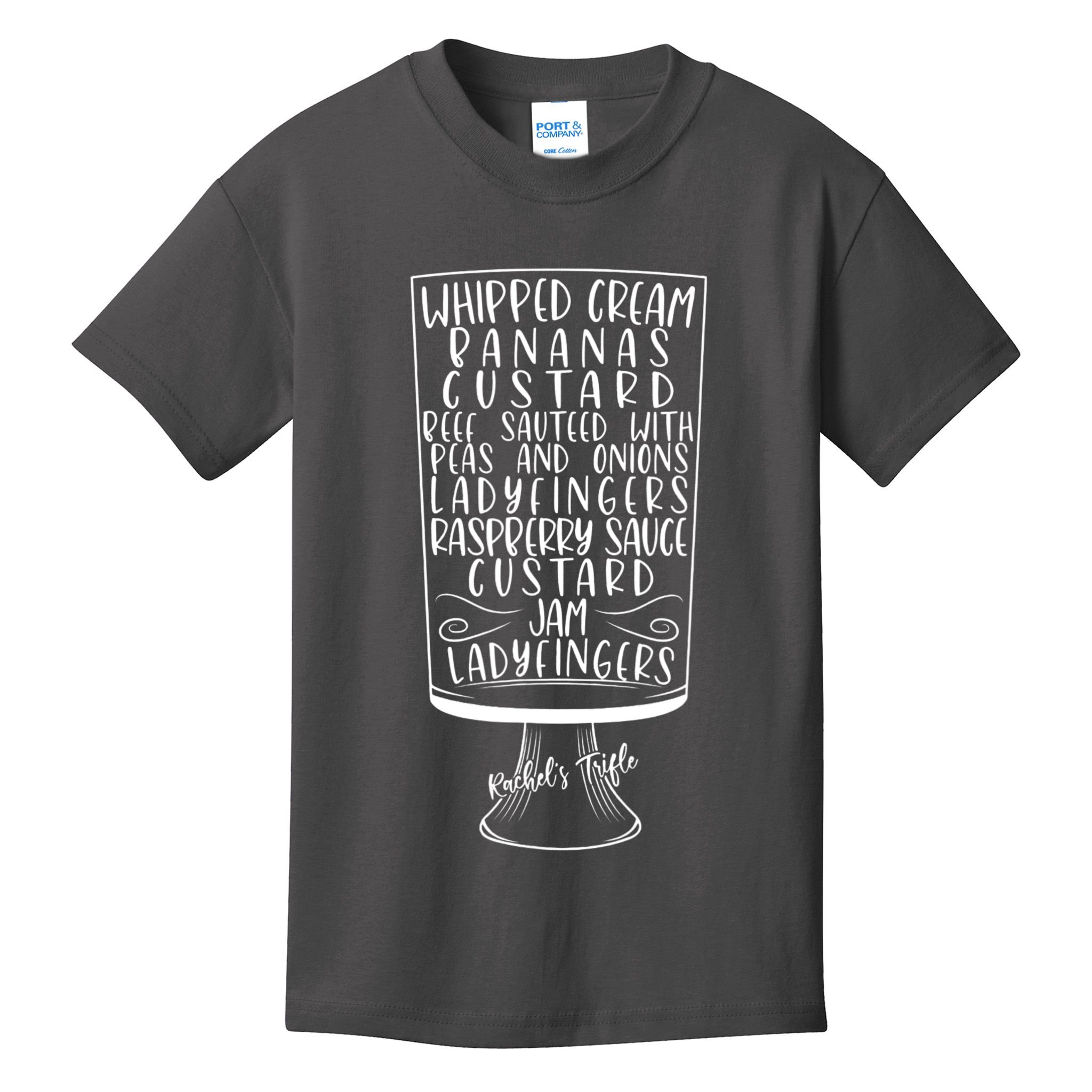 Friends Thanksgiving Rachel's Trifle Whipped Cream Bananas Kids T-Shirt