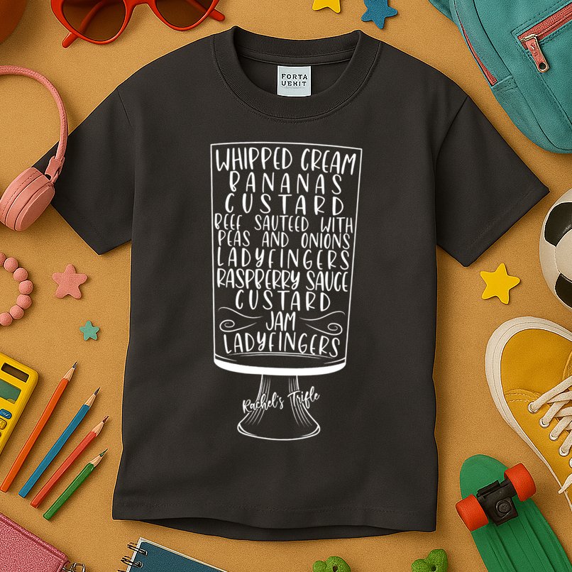 Friends Thanksgiving Rachel's Trifle Whipped Cream Bananas Kids T-Shirt