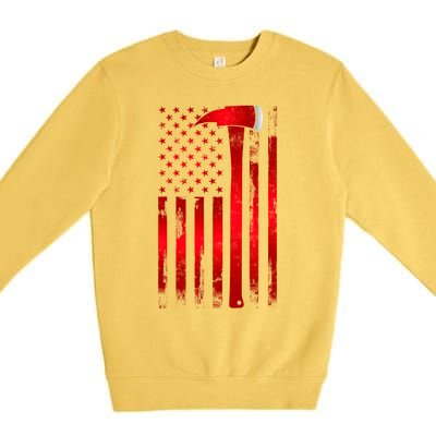 Fire Thin Red Line American Flag Axe Gift Firefighter Dad Gift Premium Crewneck Sweatshirt