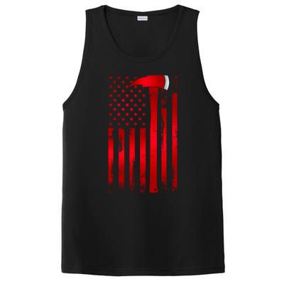 Fire Thin Red Line American Flag Axe Gift Firefighter Dad Gift PosiCharge Competitor Tank