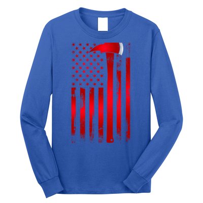 Fire Thin Red Line American Flag Axe Gift Firefighter Dad Gift Long Sleeve Shirt