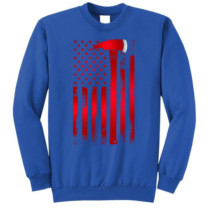 Fire Thin Red Line American Flag Axe Gift Firefighter Dad Gift Sweatshirt