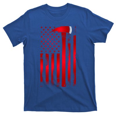 Fire Thin Red Line American Flag Axe Gift Firefighter Dad Gift T-Shirt