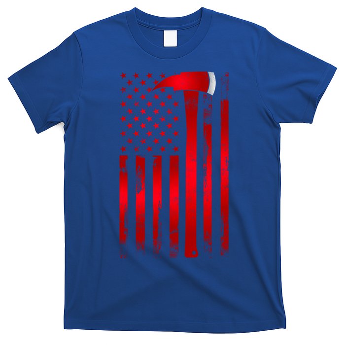 Fire Thin Red Line American Flag Axe Gift Firefighter Dad Gift T-Shirt