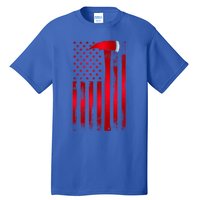 Fire Thin Red Line American Flag Axe Gift Firefighter Dad Gift Tall T-Shirt