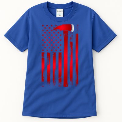 Fire Thin Red Line American Flag Axe Gift Firefighter Dad Gift Tall T-Shirt