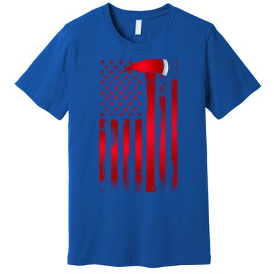 Fire Thin Red Line American Flag Axe Gift Firefighter Dad Gift Premium T-Shirt