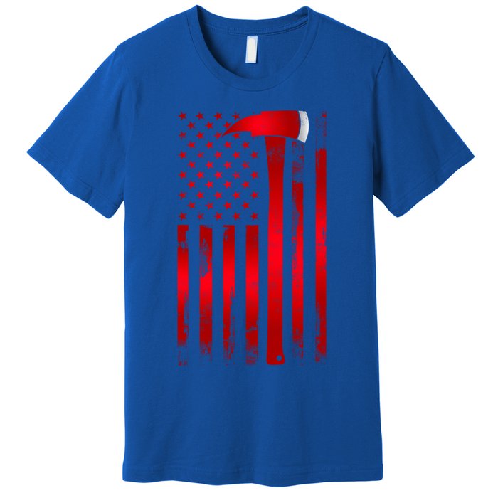 Fire Thin Red Line American Flag Axe Gift Firefighter Dad Gift Premium T-Shirt