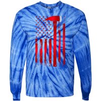 Fire Thin Red Line American Flag Axe Gift Firefighter Dad Gift Tie-Dye Long Sleeve Shirt