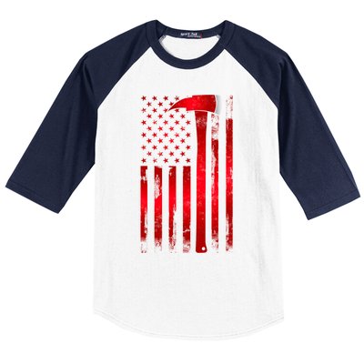 Fire Thin Red Line American Flag Axe Gift Firefighter Dad Gift Baseball Sleeve Shirt