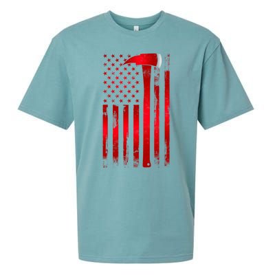 Fire Thin Red Line American Flag Axe Gift Firefighter Dad Gift Sueded Cloud Jersey T-Shirt