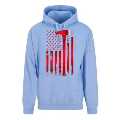 Fire Thin Red Line American Flag Axe Gift Firefighter Dad Gift Unisex Surf Hoodie