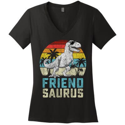 Friendsaurus T Rex Dinosaur Friend Saurus FatherS Family Sweat Women's V-Neck T-Shirt