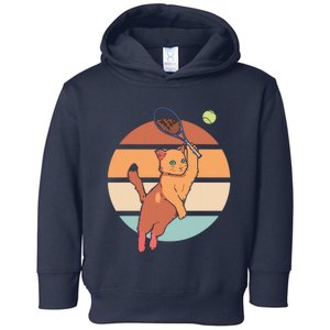 Funny Tennis Racket Cat Playing Tennis Toddler Hoodie