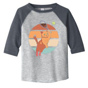 Funny Tennis Racket Cat Playing Tennis Toddler Fine Jersey T-Shirt