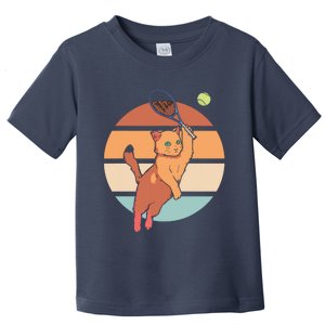 Funny Tennis Racket Cat Playing Tennis Toddler T-Shirt