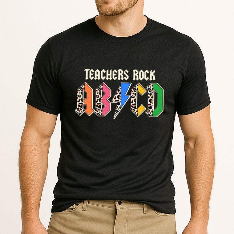 Funny Teachers Rock ABCD Rocker Cooling Performance Crew T-Shirt