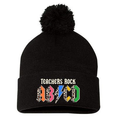 Funny Teachers Rock ABCD Rocker Pom Pom 12in Knit Beanie