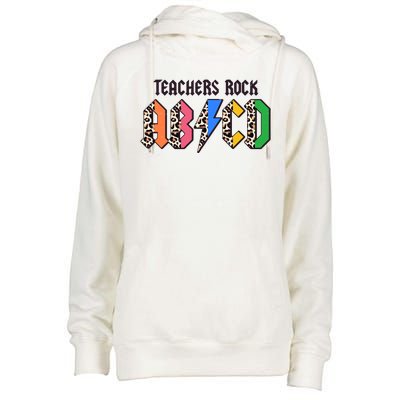 Funny Teachers Rock ABCD Rocker Womens Funnel Neck Pullover Hood