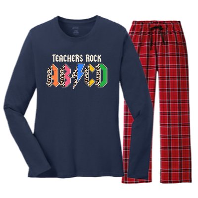 Funny Teachers Rock ABCD Rocker Women's Long Sleeve Flannel Pajama Set 