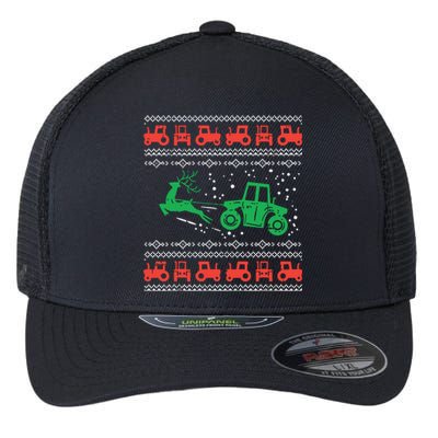 Farm Tractor Reindeer Fun Ugly Christmas Sweater Farmer Gift Flexfit Unipanel Trucker Cap