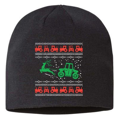 Farm Tractor Reindeer Fun Ugly Christmas Sweater Farmer Gift Sustainable Beanie