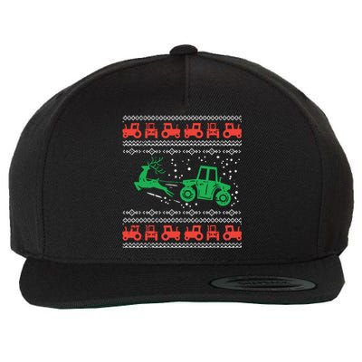 Farm Tractor Reindeer Fun Ugly Christmas Sweater Farmer Gift Wool Snapback Cap