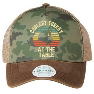 Funny Thanksgiving  Retro Coolest Turkey At The Table Legacy Tie Dye Trucker Hat