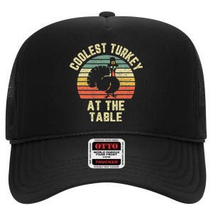 Funny Thanksgiving  Retro Coolest Turkey At The Table High Crown Mesh Back Trucker Hat